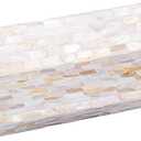 PEMAR 12"x7" Mother of Pearl Decorative Tray with Raised Edge for Coffee Table Perfume Living Room Kitchen Bathroom, Elegant Multipurpose Centerpiece Vanity, Fruit Display Bowl White Iridescent