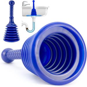 Luigi's Sink and Drain Plunger for Bathrooms, Kitchens, Sinks, Baths and Showers. Small and Powerful, Commercial Style 'Plumbers Plunger' with Large Bellows (Small Sink Plunger)