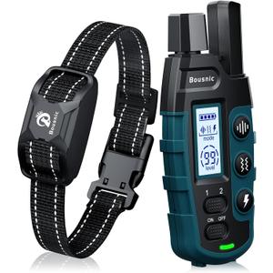 Bousnic Dog Shock Collar - 3300Ft Training Collar with Remote for 5-120lbs Small Medium Large Dogs Rechargeable Waterproof e Collar with Beep (1-8), Shake(1-16), Safe Shock(1-99) Modes (Black)