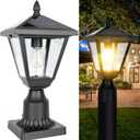 Solar Post Lights Outdoor – No Wiring Required, Auto Dusk to Dawn Fence & Pillar Light for Backyard, Garden, Pathway, Metal and Glass Built Weather Resistant Post Lamp Lights (Warm White)