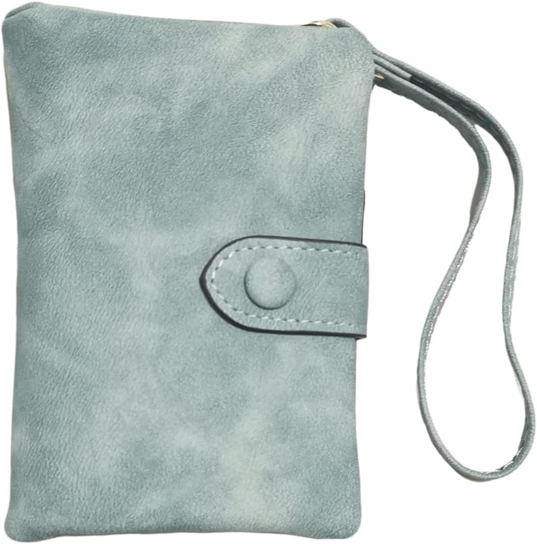 Women Wallet with Wrist Strap Soft PU Leather, Purse for Ladies with ID Window Zipper Coin Pocket 11 card slots (Light Green)
