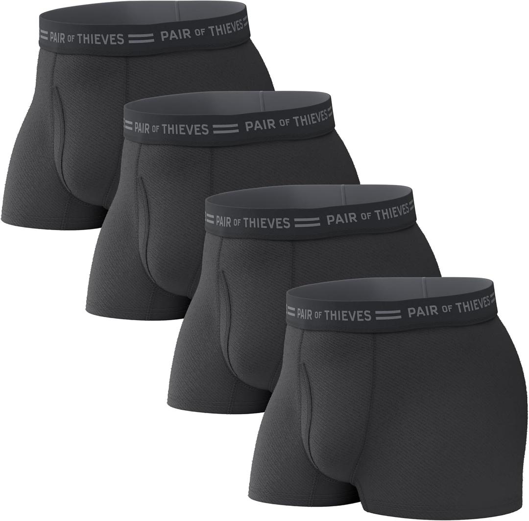 Pair of Thieves Men's Trunks  Breathable, No-Chafe Comfort Underwear for Men  Multi-pack Options for Everyday Wear (Medium, Black/Grey)