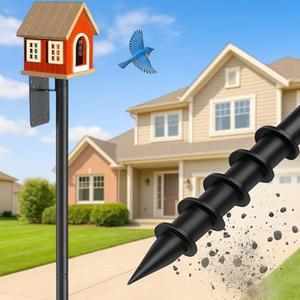 Bird House Pole for Outdoors - 117" Adjustable Heavy Duty Bird Feeder Stand with Anti Wobble Ground Anchor, Universal Mount for Blue Bird Houses,Smart Bird Feeders,Bird Buddy,Weather Stations