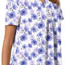 Anydeer Womens Short Sleeve Summer Tunic Tops Dressy Chiffon Blouse Henley Shirts 2026 Casual Pullover (L)