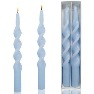 10 Inch Light Blue Spiral Taper Candles Unscented Smokeless Candles 2 Pack Hand Poured Twisted Candle for Dinner Coastal Wedding Home Decor Meditation Space Yoga