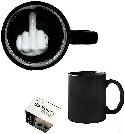 Have a Nice Day Coffee Mug with 3D Finger on the bottom Funny Coffee Mug for Men and Women Novelty Coffee Mug White Elephant Gift Gag Gift for Valentine Day Birthday Christmas New Year (Black)