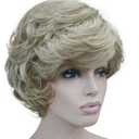 Lydell Women's Short Curly Wavy Wig Synthetic Hair Full Wig 6 inches (L16-613 Blonde with Highlights)