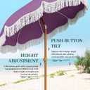 AreShark 7ft Patio Umbrella with Fringe, UPF50+ Beach Umbrella for Table, Pool & Garden, Portable Outdoor Tassels Umbrella w/Fiberglass Ribs&Push Bottom Tilt(Lavender)