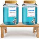 Laundry Detergent Dispenser,with Bamboo Stand 2 Sets 1 Gallon Glass Liquid Laundry Detergent Dispenser,for Bleach, Fabric Softener,Laundry Soap Dispenser,for Laundry Room Organization and Storage