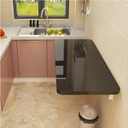 Wall Mounted Folding Table,Black Floating Desk for Small Spaces,Stainless Steel Bracket Laundry Folding Table,Wall Folding Desk,Home Bars and Dining Establishments, (100x50cm/39.4"19.7")