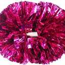 2 Pcs Cheerleading Pom Poms for Kids Adults, Metallic Matte Iridescent Pom Poms Cheerleader with Baton Handle for Boys Girls Cheer Poms Team Spirit Cheering Dance School Sport Games Competition