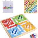 12 Inch Wooden 2-in-1 Ludo & Snakes Board Game, Reversible Travel Set with Storage Bag & Organizer Box (All-in-One Storage)