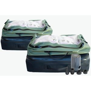 Taskin AirMAX | Heavy-duty Vacuum Compression Packing Cubes | 4X Set (2X Black + 2X Olive Green) + Mini Pump