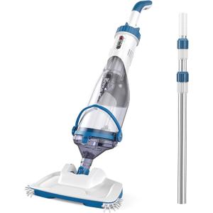 Enhulk Battery Operated Pool Vacuum Cleaner, Upgraded 34cm Head, Up to 60 Minutes Operating Time, Pool Cleaner with 3 Filters and Telescopic Pole, Suction Up to 4200L/H