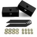 " Rear Leveling Lift Kit Blocks, Extended Square U-Bolts Black Leveling Kit for 1999-2024 Silverado Sierra 1500