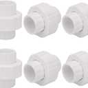 6Pcs 3/4" PVC Union Coupling Pipe Fitting (Socket x Socket) 3/4Inch PVC Slip Union PVC Adapter Coupling Schedule 40, EPDM O-Ring, White
