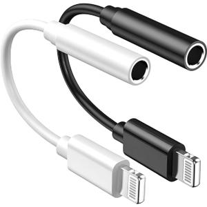 [Apple MFi Certified] iPhone 3.5mm Headphone Jack Adapter,2 Pack Apple Lightning to 3.5mm Earphones Jack Adapter Cord Dongle Aux Cable Converter Accessories Compatible with iPhone14 13 12 11/Xs/XR/8