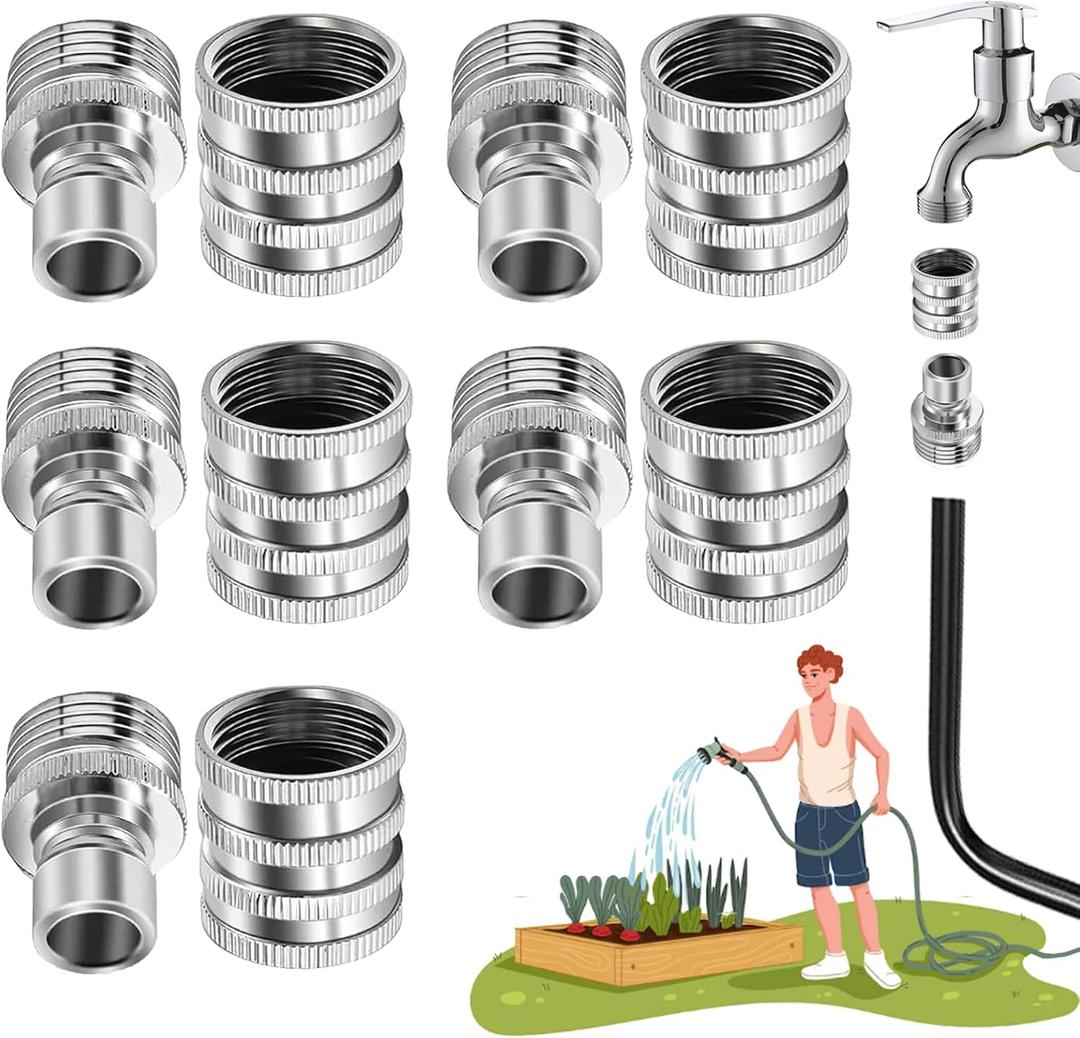 2026 New Stainless Steel Garden Hose Quick Connect Fittings Set, 3/4 Inch GHT Water Hose Quick Connect Fittings, Heavy Duty Quick Release Connector For Hoses And Sprayers (5*Pcs)