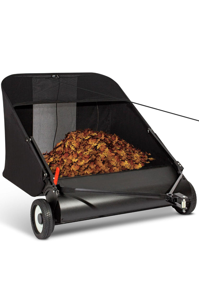 Suchtale Upgrade 42-inch Tow Lawn Sweeper for Leaves & Grass,21cu.Ft. Leaf Collector with Large Capacity,Adjustable Sweeping Height for Yard,Lawn,Farm,Sidewalk,Yard Sweeper,4 Spinning Brushes