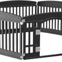 SMUG Dog Playpen 6-Panel 24 Inch Safe Secure Indoor Outdoor Pet Fence, Folding Portable 35 x 35 x 24IN, Ideal for Small to Medium Dogs Easy to Clean (Black)