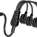 1 to 4 Power Extension Cord Y Splitter, 3-Prong Heavy Duty Indoor Outdoor Cable Outlet Protector, NEMA 5-15P to NEMA 5-15R, Y-Type 3 Outlet Extension Cord for Home, Room, Office (20 Inch)
