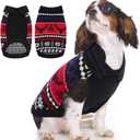Queenmore Christmas Dog Sweater, Stylish Lapel Design Small Dog Sweater, Soft Dogs Sweaters for Small Dogs Male Female, Thick Warm Pet Clothes, Reindeer and Snowflake Pattern Winter Pet Clothing, Black, S