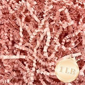 1 LB Pink Crinkle Cut Paper Shred Filler Great for Gift Wrapping, Pink Basket Fillers, Birthday, Halloween Thanksgiving Christmas Valentine's Day St. Patrick's Day, Easter Party Decor Filling Supplies
