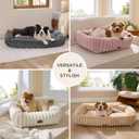 Bedsure ComfyFleece Cute Dog Bed for Small Medium Dogs - Washable Furry Puppy Beds, Rectangle Orthopedic Corduroy Fleece Pet Beds with Removable Zipper Cover, 25x21x7inches, Cream