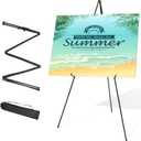 Easel Stand for Wedding Sign & Poster Display 63'' Portable Art Easel for Floor Adjustable Metal Easel Black
