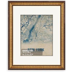 Ornate Classic Gold 16x20 Picture Frame with Mat for 11x14, 16 x 20 in / Matted to 11 x 14 in