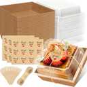 24 Pack Small Charcuterie Boxes with Clear Lids, Paper Mini Charcuterie Box To Go, Disposable Food Container with Lid, Dessert Boxes for Sandwich, Cookie, Sushi, Cake Slice, and Strawberries