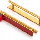 Ravinte 2 Pack Adhesive Cabinet Handles, Stick on Gold Cabinet Handles Peel and Stick Push Pull Helper for Kitchen Cupboard Window Sliding Closet Door Pulls - 8.35" Length