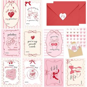 Galentines Day Cards Set for Girls, 36 Pcs Aesthetic Galentines Day Cards with Envelopes and Heart Stickers, Cute Galentine Gifts for Friends Girl Groups Classroom Exchange