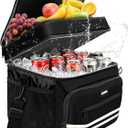 Lunch Box for Women & Men 26L, 36 Cans Large Insulated Cooler Lunch Bag, Leakproof Double Deck, Expandable Big Lunch Box with Adjustable Strap for Work, Beach, Picnic, Travel (Black)