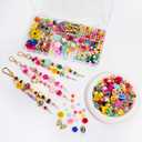 304PCS Beads Keychain Making Kit , Acrylic Colorful Letter Star Smile Bow Football Baseball DIY Supplies Crafts Key Chain Bag Charm Accessoriess Jewerly Making Kit for Girls Boys Kids Women