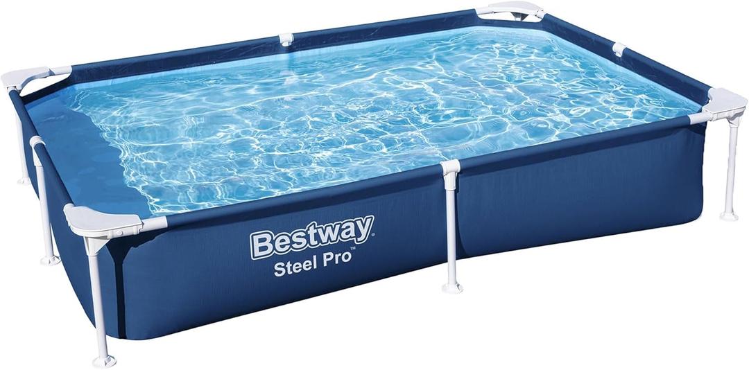 Bestway Pro 87 in. x 59 in. Rectangular 17 in. Deep Metal Frame Above Ground Pool 56545E-BW