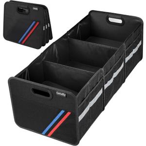 Trunk Organizer for Car Collapsible Trunk Organizer with Multi Pockets, 3 Compartments Storage Organizer for Car SUV, Truck, Sedan (black)