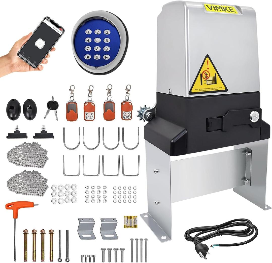 4400lb WiFi Sliding Gate Opener Smart App Control,750W Automatic Sliding Gate Opener with 4 Remote Controls,Electric Slide Gate Operator with Wireless Keyboard for Driveway Gates Up to 40ft