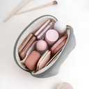 E-Tree Makeup Bag Travel Toiletry Bag Half Moon Small Make up Pouch Cosmetic Case Organizer Cute Waterproof for Girls Women Travel Essentials Toiletries Accessories (Grey)