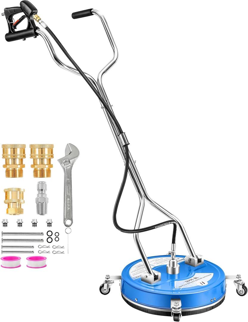 M MINGLE 18 Pressure Washer Surface Cleaner, 4500 PSI Surface Cleaner Power Washing, Pressure Washer Accessories for Driveways, Concretes, Patios, Sidewalks