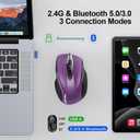 TECKNET Wireless Mouse (2.4G & BT5.0/3.0) Silent 4800 DPI Computer USB A & Bluetooth Mouse 6 Buttons, Wide Compatibility - Purple