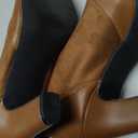 Coutgo Womens Ankle Booties Dress Boots Pointed Toe Stiletto High Heel Splicing Booties Shoes with Back Zipper (8, Brown)