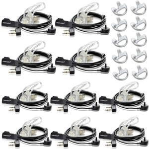 TIDRADIO Walkie Talkie Earpiece with Mic 2 Pin Acoustic Tube Headset For TD-M8s TD-V2 TD-H3 TD-H8,Compatible with Pxton Retevis H-777 RT21 RT22 RT68 Baofeng UV-5R Mini UV-32 BF-888S 2 Way Radio-10Pack
