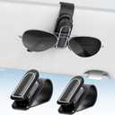 Veharvim Sunglass Holder for Car (OneHandedOperation, Gentle & Secure Hold, Silicone Padded, Universal Fit, Metal Clip) Visor Sunglass Holder Clip,Visor Sunglass Car (Black, 2 Pack)