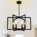 21in Black Chandeliers for Dining Room, 6-Light Farmhouse Semi Flush Mount Ceiling Light, Pendant Lighting Hanging Ceiling Lights Fixture for Foyer Entryway Hallway Kitchen Island (21.26in)