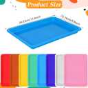 8 Pack Large Plastic Art Trays 13.4 x9.9 x1 Inch Stackable Activity Craft Trays Sensory Serving Organizer for DIY Project Jewelry Sorting Sand Painting Supplies, 8 Color
