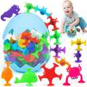 Suction Kids Bath Toys, 45PCS Animal Suckers for 3 Years Old Toddlers, Window Shower Bathtub Tools with Dinosaur Eggshell Storage and Chains, Sensory Montessori Gifts for Boys Girls Age 4-8