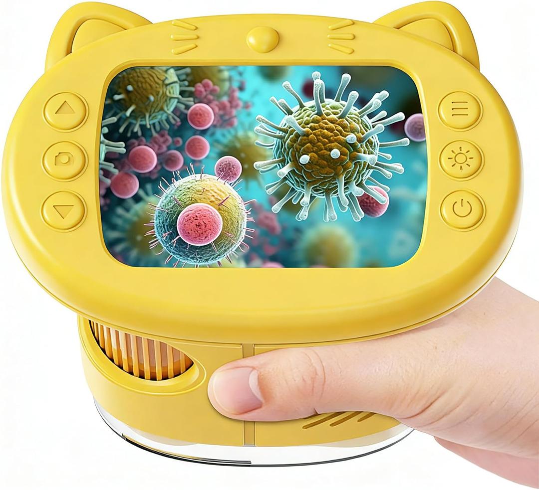 1000X Handheld Digital Microscope for Kids : Wonderquest Microscope with 2.0" IPS Screen, STEM Toys for Ages 3-6 8-13 Girls Boys Child, Portable Edu Gift Age 4-6 8-12 Children Students (Yellow)