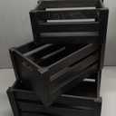 Large Classic Black Wooden Crates For Dispaly,Set Of 3 Wood Crates With Handles,Rustic Handmade Wood Boxes For Storage Or Display,Solid Wood Decrative Boxes (Classic Black)