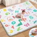 Baby Play Mat for Floor, 100% Waterproof and Wipe-Clean, 50'' x 50'' Thicken Foam Soft Padded Playpen Mat for Babies and Toddlers Infants Easy Care, Non-Slip Bottom (Dinosaur Alphabet)